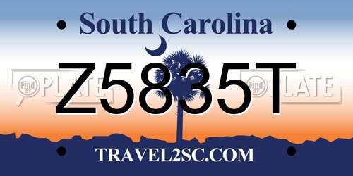 Z5835T South Carolina License Plate