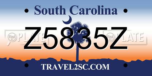 Z5835Z South Carolina License Plate