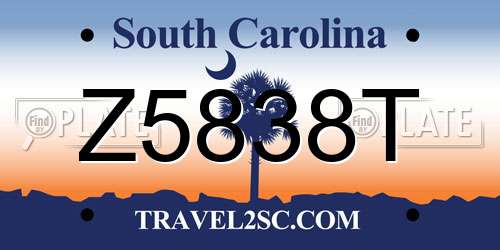 Z5838T South Carolina License Plate