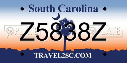 Z5838Z South Carolina License Plate