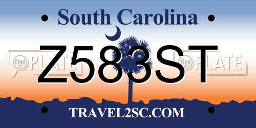 Z583ST South Carolina License Plate
