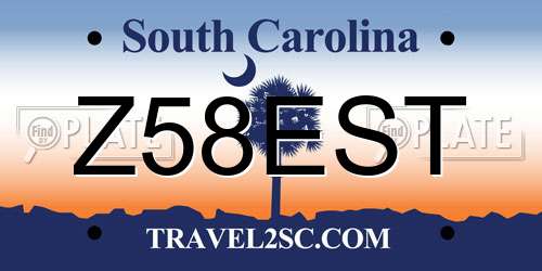 Z58EST South Carolina License Plate