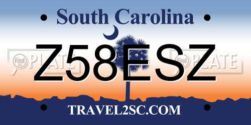 Z58ESZ South Carolina License Plate