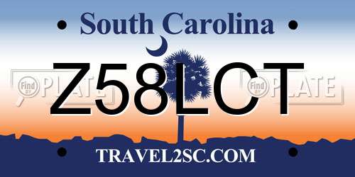 Z58LCT South Carolina License Plate
