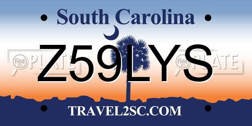 Z59LYS South Carolina License Plate
