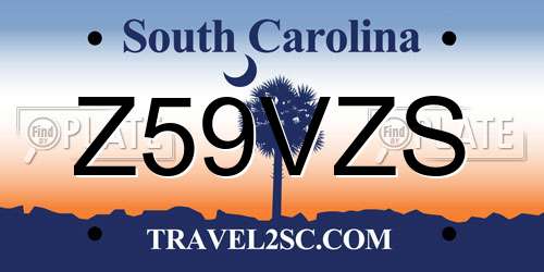 Z59VZS South Carolina License Plate