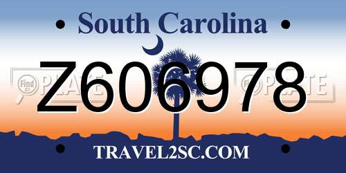 Z606978 South Carolina License Plate