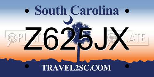Z625JX South Carolina License Plate