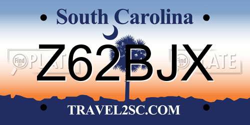 Z62BJX South Carolina License Plate