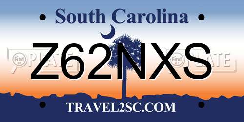 Z62NXS South Carolina License Plate