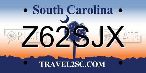 Z62SJX South Carolina License Plate