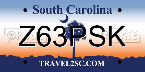 Z63PSK South Carolina License Plate