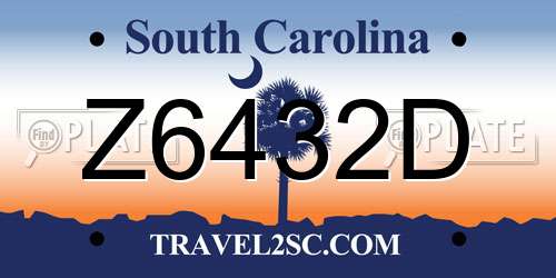 Z6432D South Carolina License Plate