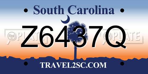 Z6437Q South Carolina License Plate