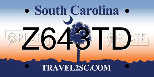 Z643TD South Carolina License Plate