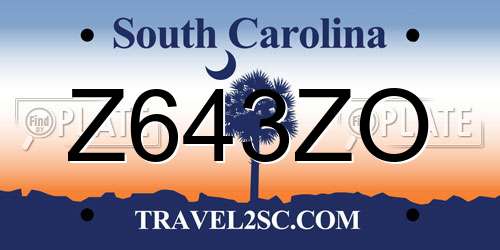 Z643ZO South Carolina License Plate