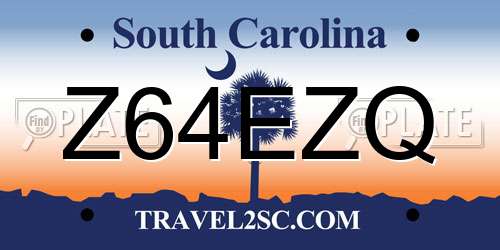 Z64EZQ South Carolina License Plate