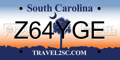 Z64YGE South Carolina License Plate