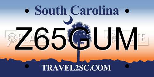Z65GUM South Carolina License Plate