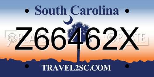 Z66462X South Carolina License Plate
