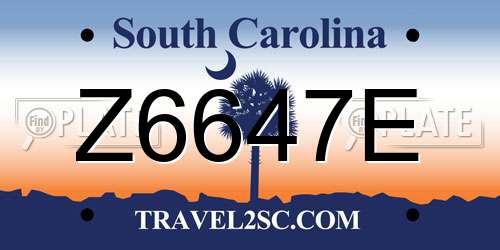 Z6647E South Carolina License Plate
