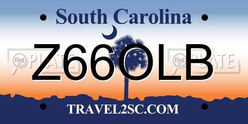Z66OLB South Carolina License Plate