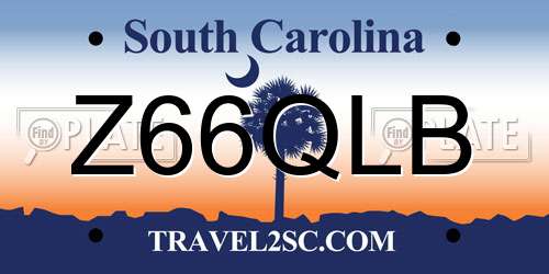 Z66QLB South Carolina License Plate