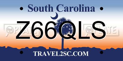Z66QLS South Carolina License Plate