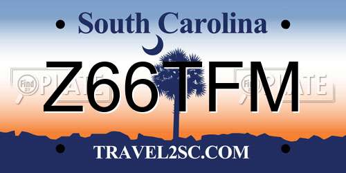 Z66TFM South Carolina License Plate