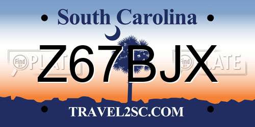 Z67BJX South Carolina License Plate