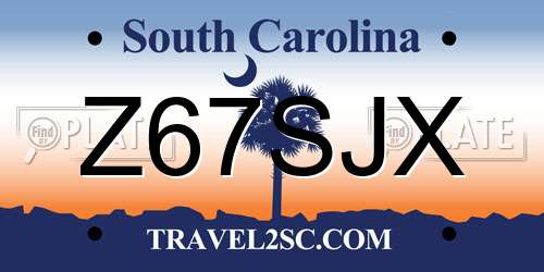 Z67SJX South Carolina License Plate