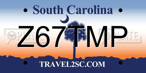 Z67TMP South Carolina License Plate