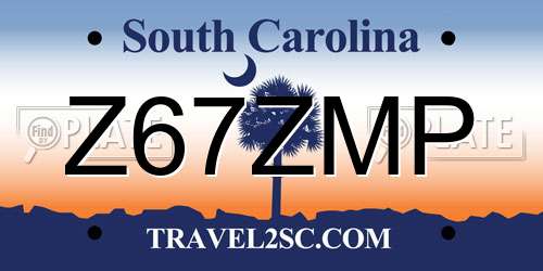 Z67ZMP South Carolina License Plate