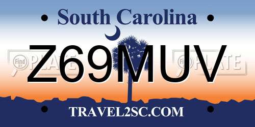 Z69MUV South Carolina License Plate