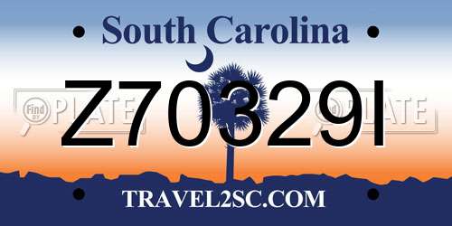 Z70329I South Carolina License Plate