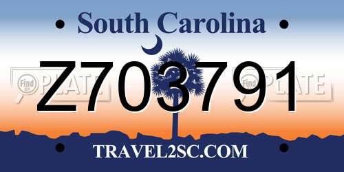 Z703791 South Carolina License Plate