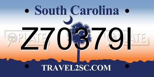 Z70379I South Carolina License Plate