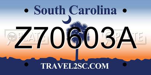 Z70603A South Carolina License Plate