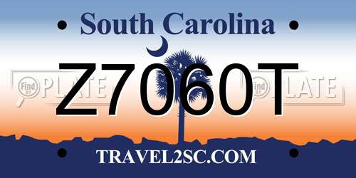 Z7060T South Carolina License Plate