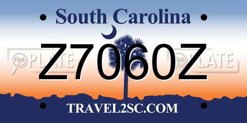 Z7060Z South Carolina License Plate