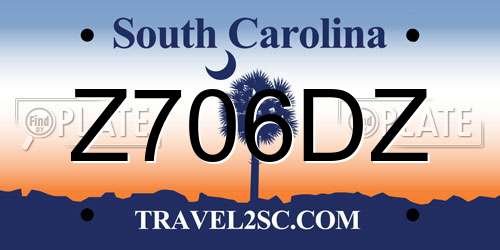 Z706DZ South Carolina License Plate