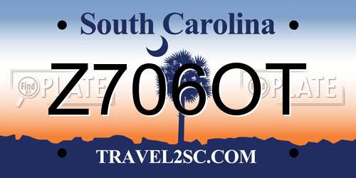 Z706OT South Carolina License Plate
