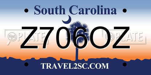 Z706OZ South Carolina License Plate