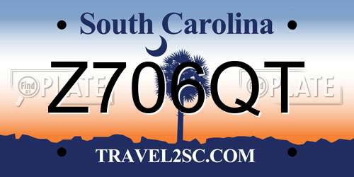 Z706QT South Carolina License Plate