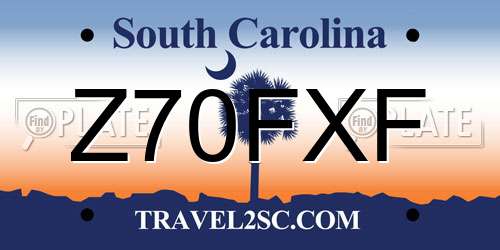 Z70FXF South Carolina License Plate