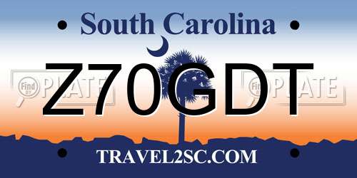 Z70GDT South Carolina License Plate