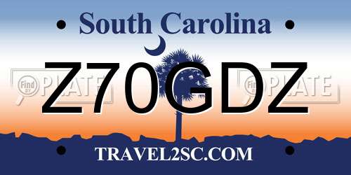 Z70GDZ South Carolina License Plate