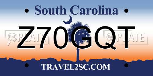 Z70GQT South Carolina License Plate