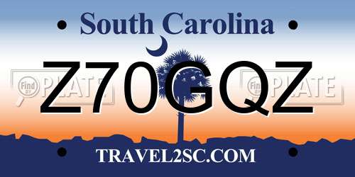 Z70GQZ South Carolina License Plate