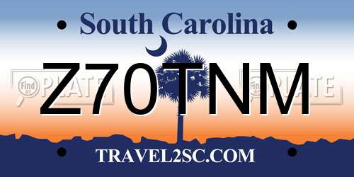 Z70TNM South Carolina License Plate